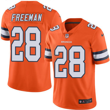 Nike Broncos #28 Royce Freeman Orange Men’s Stitched NFL Limited Rush Jersey