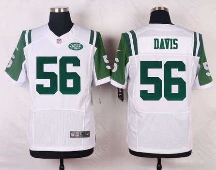 Men’s New York Jets #56 Demario Davis White Road NFL Nike Elite Jersey