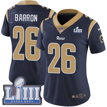 #26 Limited Mark Barron Navy Blue Nike NFL Home Women’s Jersey Los Angeles Rams Vapor Untouchable Super Bowl LIII Bound