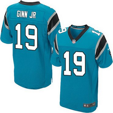 Men’s Carolina Panthers #19 Ted Ginn Jr Light Blue Alternate NFL Nike Elite Jersey