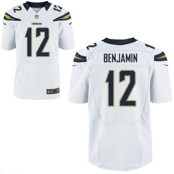 Men’s San Diego Chargers #12 Travis Benjamin White Road Stitched NFL Nike Elite Jersey