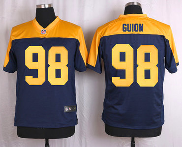 Men’s Green Bay Packers #98 Letroy Guion Navy Blue Gold Alternate NFL Nike Elite Jersey