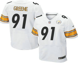 Men’s Pittsburgh Steelers #91 Kevin Greene White Road NFL Nike Elite Jersey