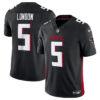 Men’s Atlanta Falcons #5 Drake London Black 2023 F.U.S.E. Vapor Untouchable Limited Stitched Football Jersey