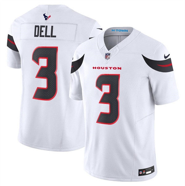 Men’s Houston Texans #3 Tank Dell White 2024 Vapor F.U.S.E. Limited Stitched Jersey