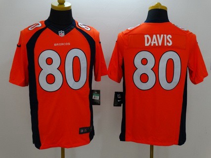 Men’s Denver Broncos #80 Vernon Davis Orange Team Color NFL Nike Limited Jersey