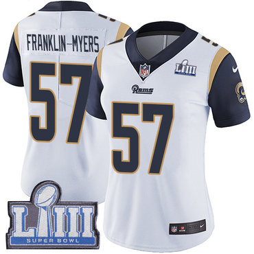 #57 Limited John Franklin-Myers White Nike NFL Road Women’s Jersey Los Angeles Rams Vapor Untouchable Super Bowl LIII Bound