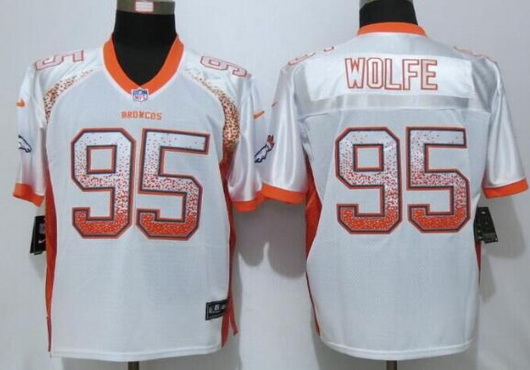 Men’s Denver Broncos #95 Derek Wolfe White Drift Fashion NFL Nike Elite Jersey