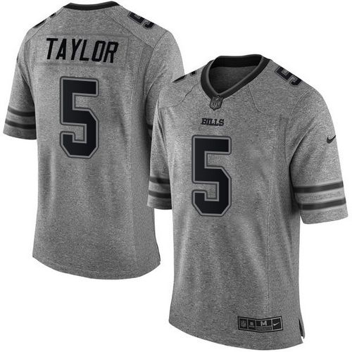 Nike Bills #5 Tyrod Taylor Gray Men’s Stitched NFL Limited Gridiron Gray Jersey