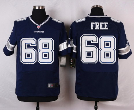 Men’s Dallas Cowboys #68 Doug Free Navy Blue Team Color NFL Nike Elite Jersey