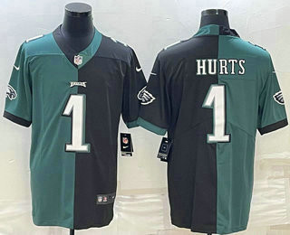 Men’s Philadelphia Eagles #1 Jalen Hurts Green Black Two Tone Vapor Untouchable Stitched Limited Jersey