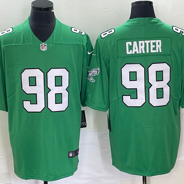 Men’s Philadelphia Eagles #98 Jalen Carter Green 2023 Vapor Limited Throwback Jersey