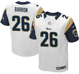 Men’s St. Louis Rams #26 Mark Barron White Road NFL Nike Elite Jersey
