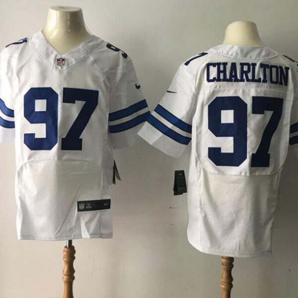 Men’s 2017 NFL Draft Dallas Cowboys #97 Taco Charlton White Road Stitched NFL Nike Elite Jersey