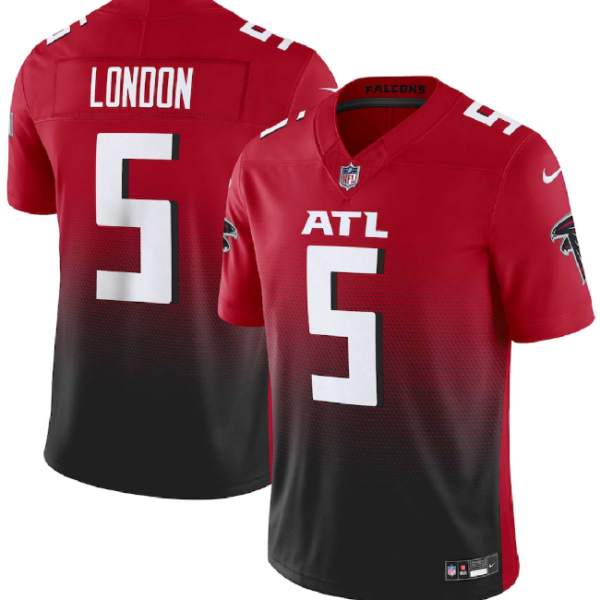 Men’s Atlanta Falcons #5 Drake London Red Black 2023 F.U.S.E. Vapor Untouchable Limited Football Stitched Jersey