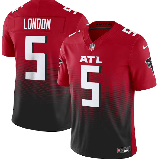 Men’s Atlanta Falcons #5 Drake London Red Black 2023 F.U.S.E. Vapor Untouchable Limited Football Stitched Jersey