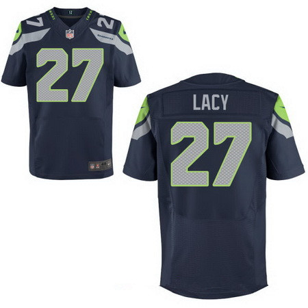 Men’s Seattle Seahawks #27 Eddie Lacy Navy Blue Team Color Stitched NFL Nike Elite Jersey