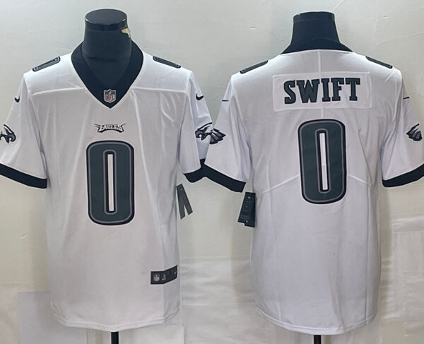 Men’s Philadelphia Eagles #0 D’Andre Swift White Vapor Limited Football Stitched Jersey
