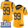Women’s Los Angeles Rams #99 Aaron Donald Gold Nike NFL Rush Vapor Untouchable Super Bowl LIII Bound Limited Jersey