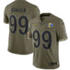 Men’s Los Angeles Rams #99 Aaron Donald 2022 Olive Salute To Service Limited Stitched Jersey