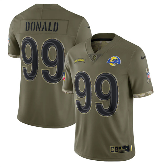 Men’s Los Angeles Rams #99 Aaron Donald 2022 Olive Salute To Service Limited Stitched Jersey