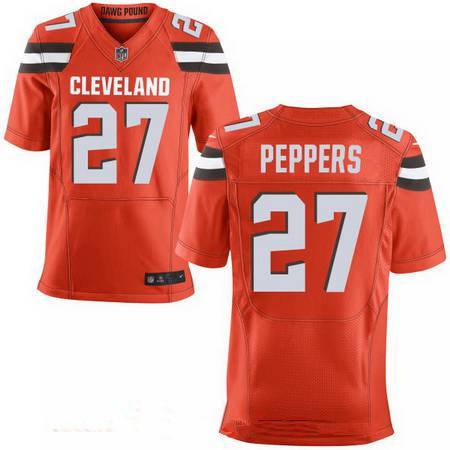 Men’s 2017 NFL Draft Cleveland Browns #27 Jabrill Peppers Orange Alternate Stitched NFL Nike Elite Jersey