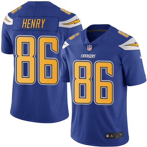Nike Chargers #86 Hunter Henry Electric Blue Men’s Stitched NFL Limited Rush Jersey