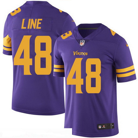 Men’s Minnesota Vikings #48 Zach Line Purple 2016 Color Rush Stitched NFL Nike Limited Jersey