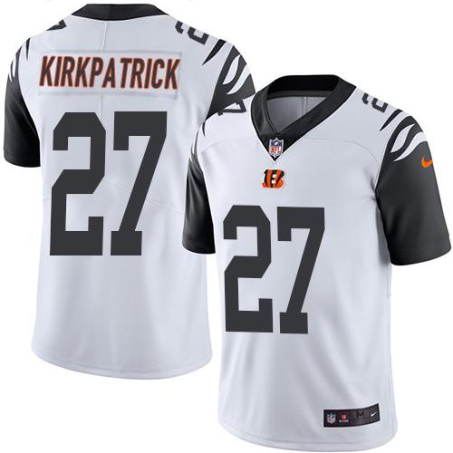 Nike Bengals #27 Dre Kirkpatrick White Men’s Stitched NFL Limited Rush Jersey