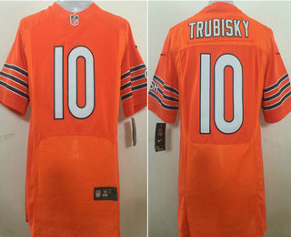 Men’s Chicago Bears #10 Mitchell Trubisky Orange Alternate Stitched NFL Nike Elite Jersey