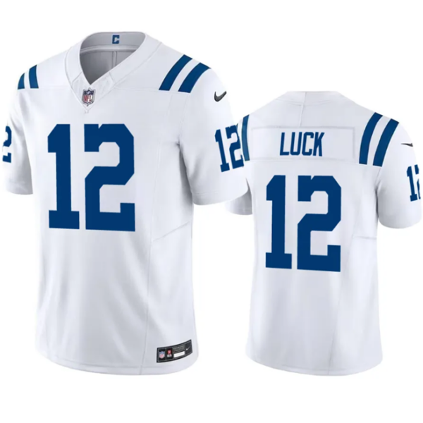 Men’s Indianapolis Colts #12 Andrew Luck White 2023 F.U.S.E Vapor Untouchable Stitched Football Jersey