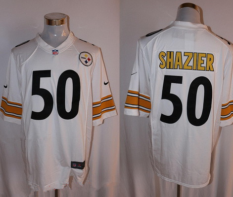 Men’s Pittsburgh Steelers #50 Ryan Shazier White Road Stitched NFL Nike Game Jersey