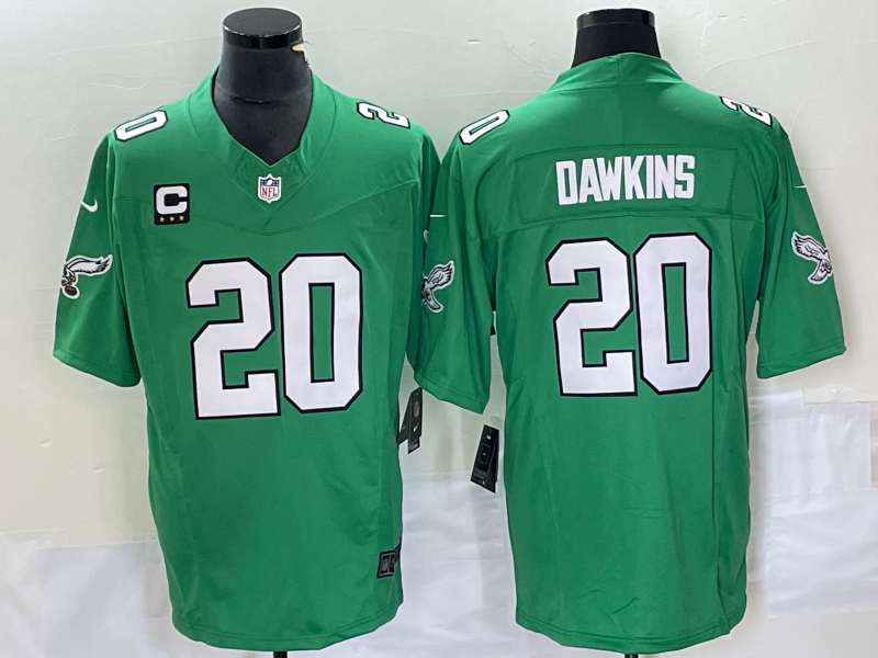 Men’s Philadelphia Eagles #20 Brian Dawkins Green 2023 F.U.S.E. Vapor Untouchable With C Patch Stitched Football Jersey