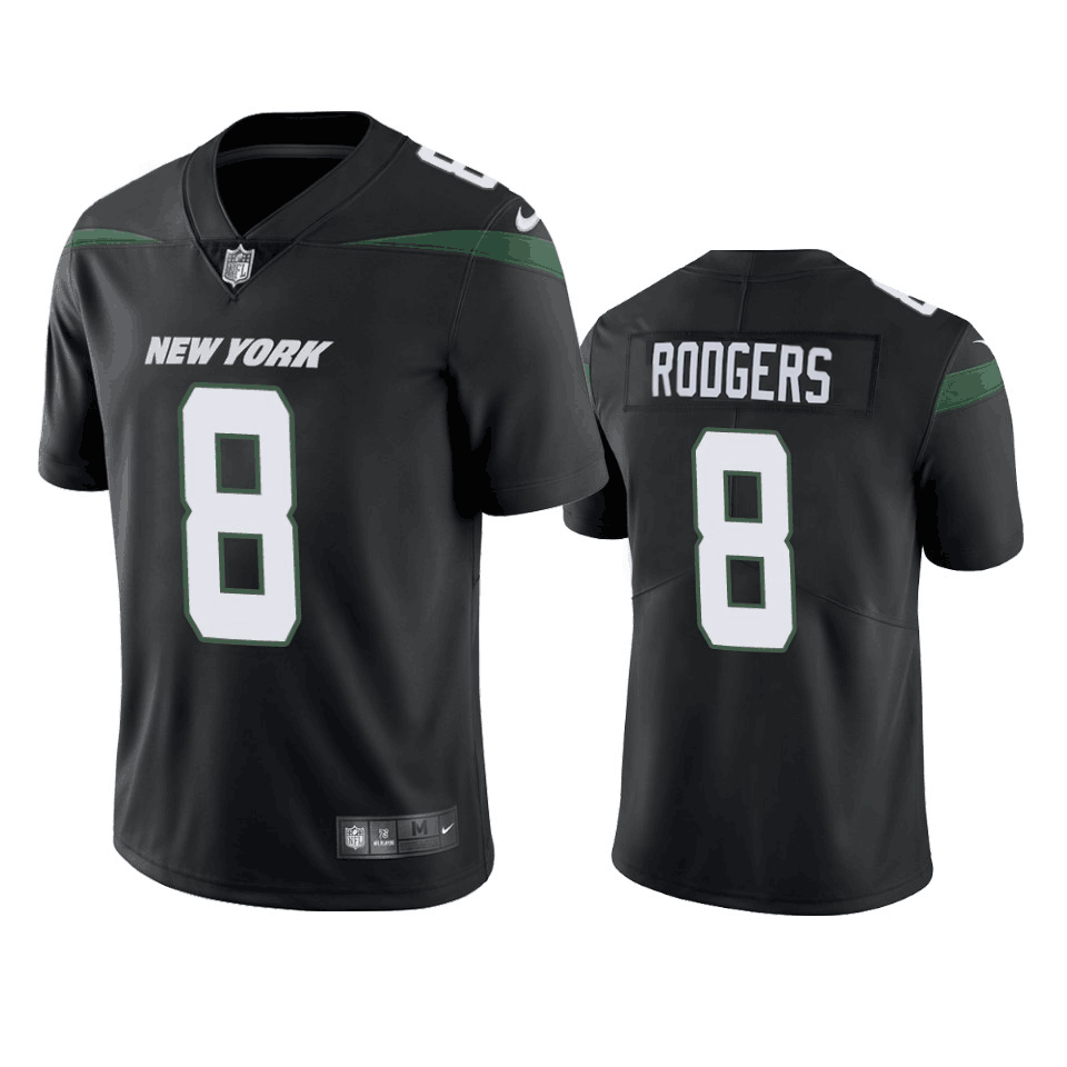 Men’s New York Jets #8 Aaron Rodgers Black Vapor Untouchable Limited Stitched Jersey