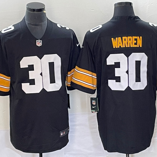 Men’s Pittsburgh Steelers #30 Jaylen Warren Black 2023 FUSE Vapor Limited Stitched Throwback Jersey