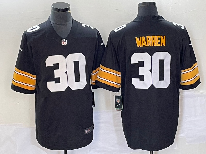 Men’s Pittsburgh Steelers #30 Jaylen Warren Black 2023 FUSE Vapor Limited Stitched Throwback Jersey