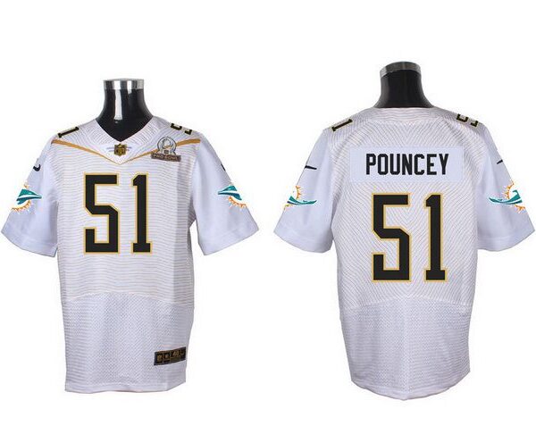 Men’s Miami Dolphins #51 Mike Pouncey White 2016 Pro Bowl Nike Elite Jersey