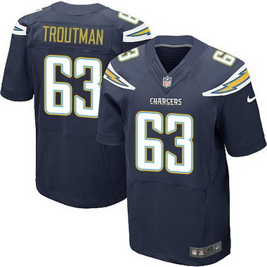 Men’s San Diego Chargers #63 Johnnie Troutman Navy Blue Team Color NFL Nike Elite Jersey