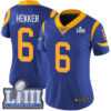#6 Limited Johnny Hekker Royal Blue Nike NFL Alternate Women’s Jersey Los Angeles Rams Vapor Untouchable Super Bowl LIII Bound