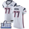 #77 Elite Trent Brown White Nike NFL Road Men’s Jersey New England Patriots Vapor Untouchable Super Bowl LIII Bound