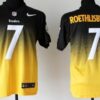 Nike Pittsburgh Steelers #7 Ben Roethlisberger Black/Yellow Fadeaway Elite Jersey