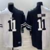 Men’s Philadelphia Eagles #11 A.J. Brown Black & White Split Limited Stitched Jersey