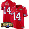 Men’s Buffalo Bills #14 Stefon Diggs Red 2023 F.U.S.E. AFC East Champions With 3-star C Ptach Football Stitched Jersey