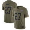 Men’s Buffalo Bills #27 Tre’Davious White 2022 Olive Salute To Service Limited Stitched Jersey