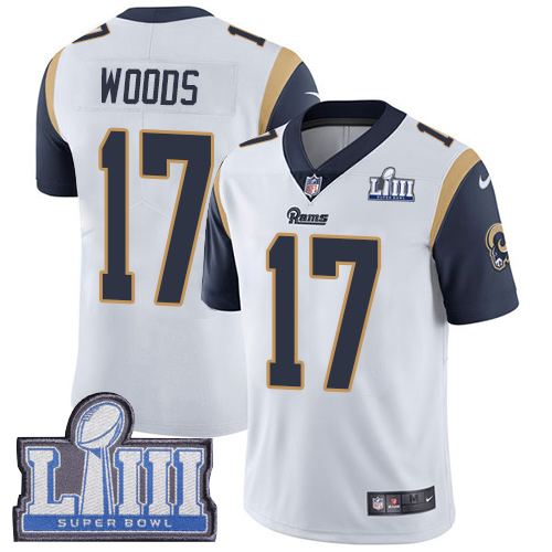 #17 Limited Robert Woods White Nike NFL Road Men’s Jersey Los Angeles Rams Vapor Untouchable Super Bowl LIII Bound