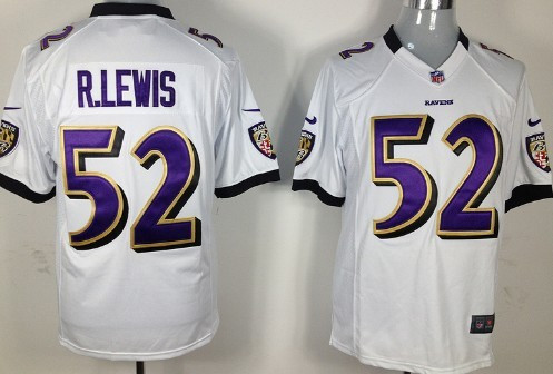 Nike Baltimore Ravens #52 Ray Lewis White Game Jersey