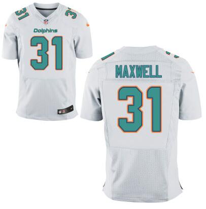 Men’s Miami Dolphins #31 Byron Maxwell White Road NFL Nike Elite Jersey