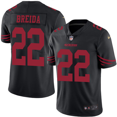Nike 49ers #22 Matt Breida Black Men’s Stitched NFL Limited Rush Jersey