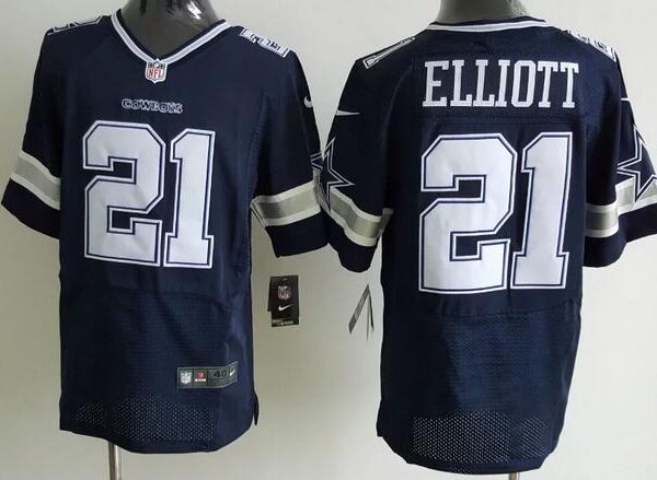 Men’s Dallas Cowboys #21 Ezekiel Elliott Navy Blue Team Color NFL Nike Elite Jersey