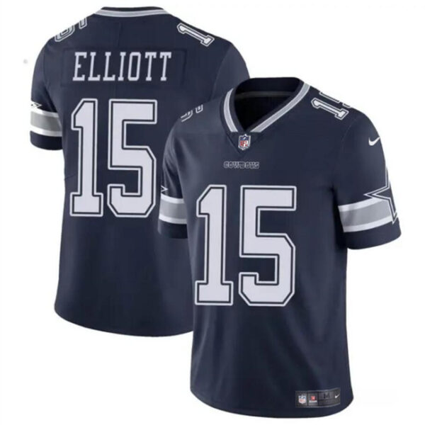 Men’s Dallas Cowboys #15 Ezekiel Elliott Navy Vapor Untouchable Limited Football Stitched Jersey